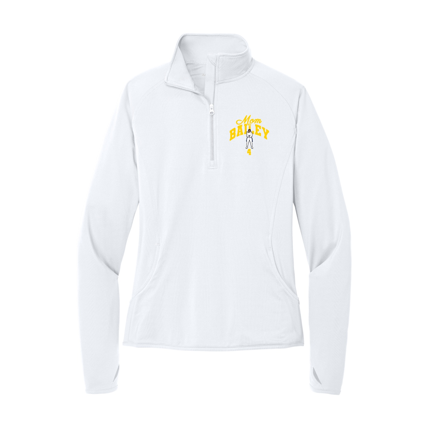 Women's Q-Zip Pullover — Mothers Day Arch in White