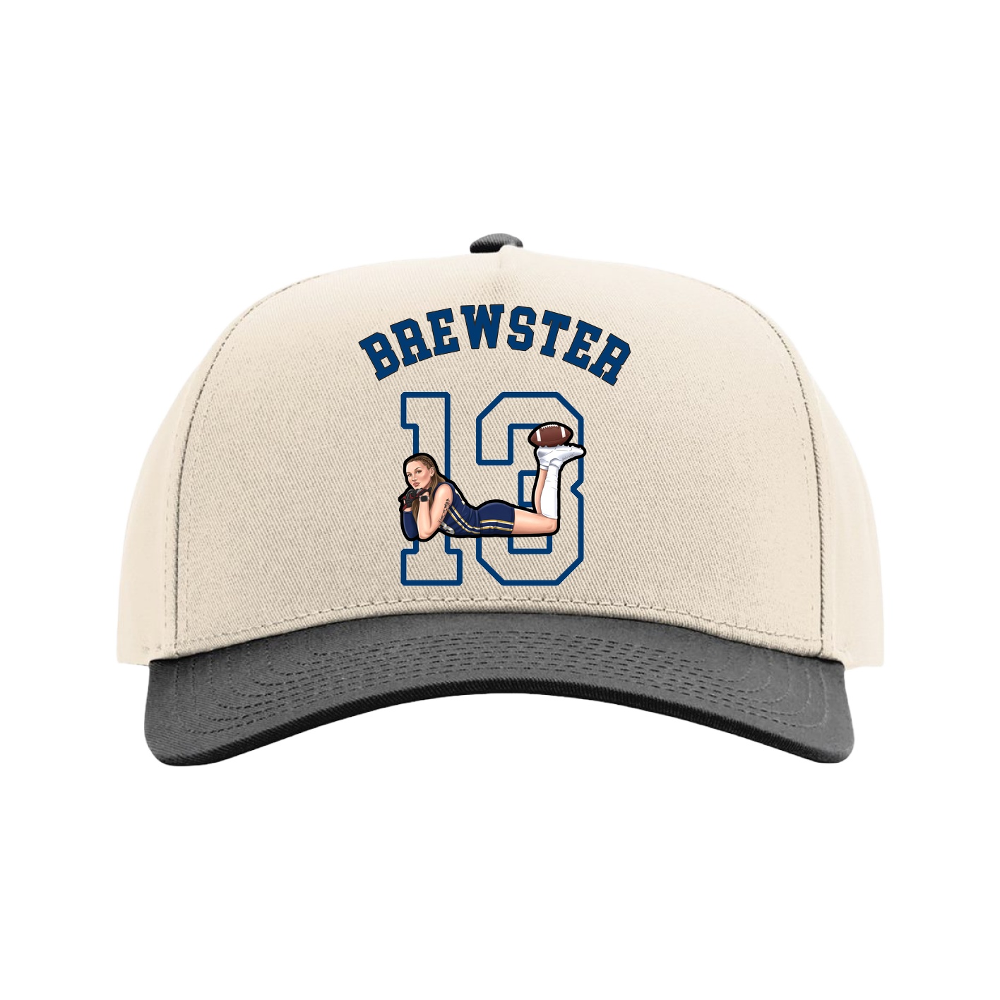 Full Fabric Five-Panel Champ Cap — Shirsey Arch in Cream/Black