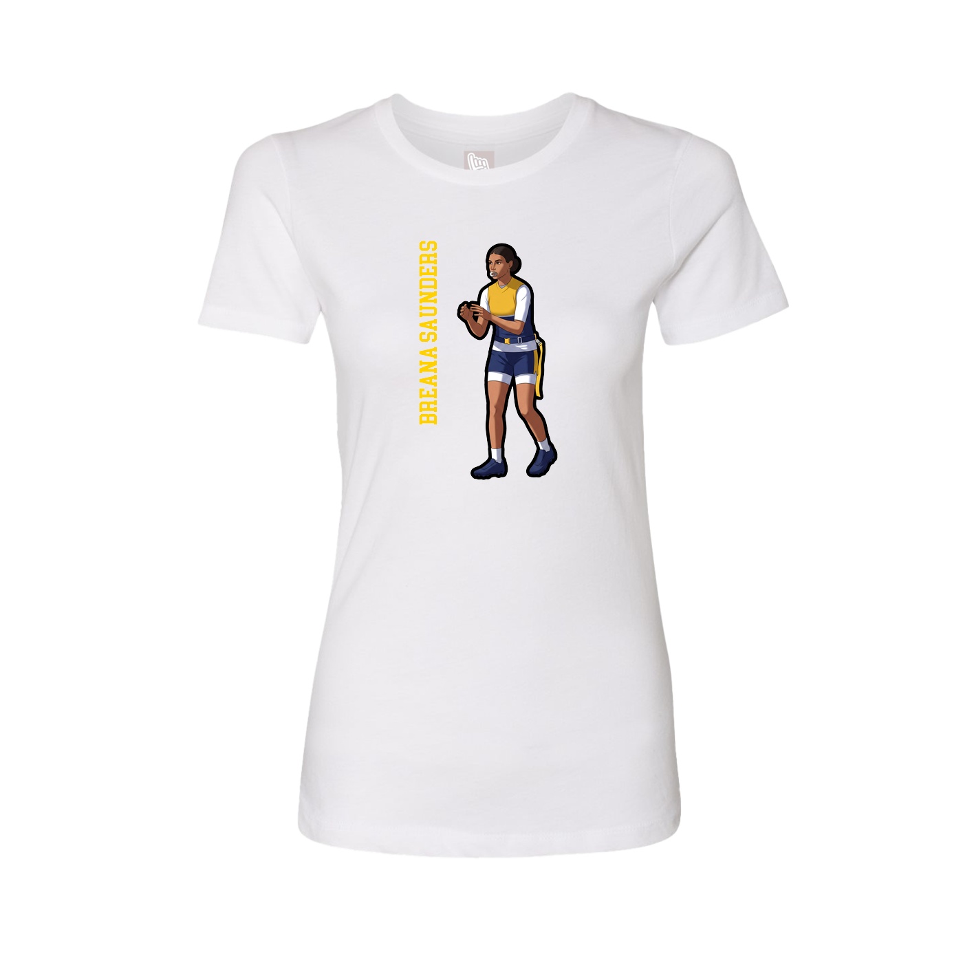 Fitted Women's Tee — Name Vertical in White