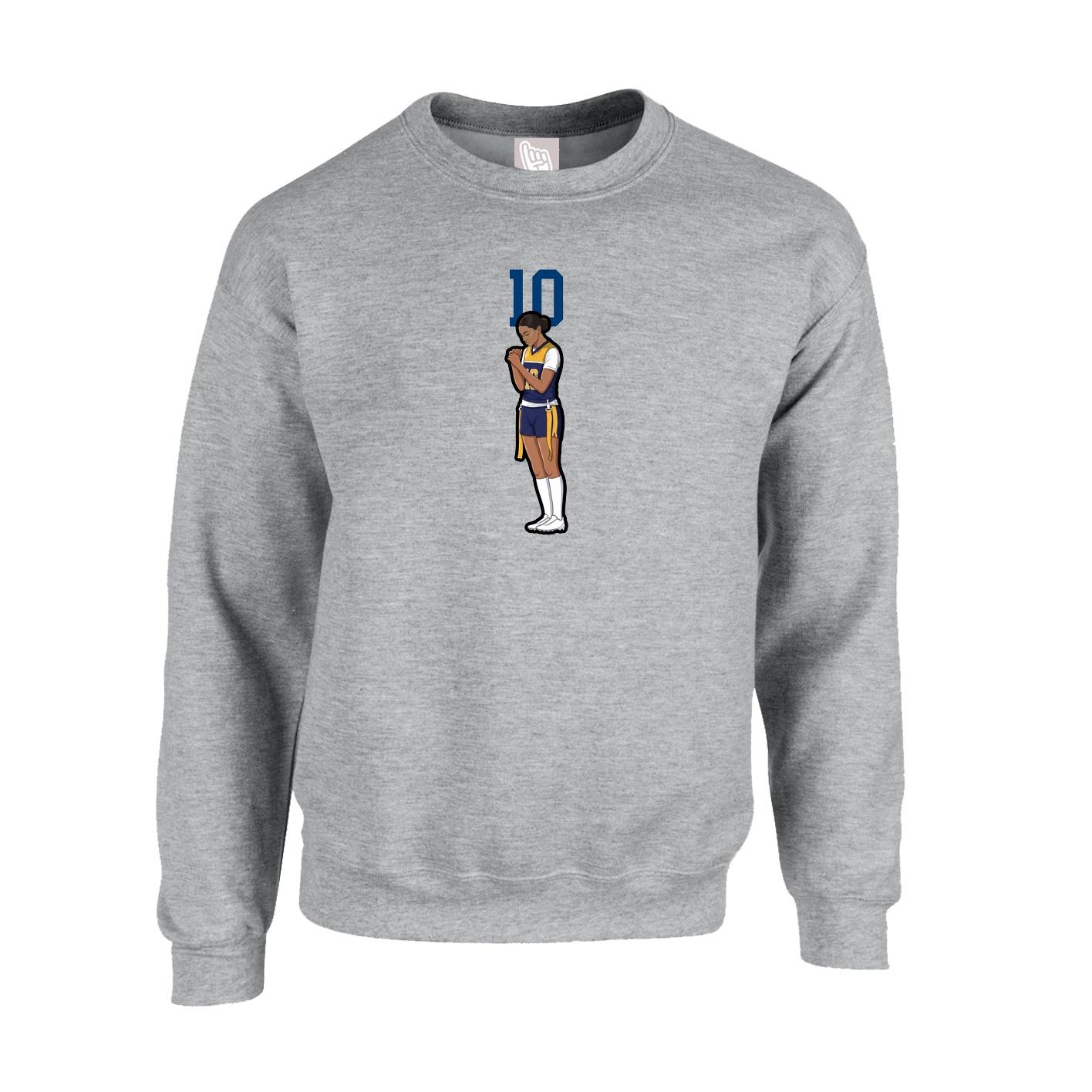 Fleece Crew — Number Top in Grey