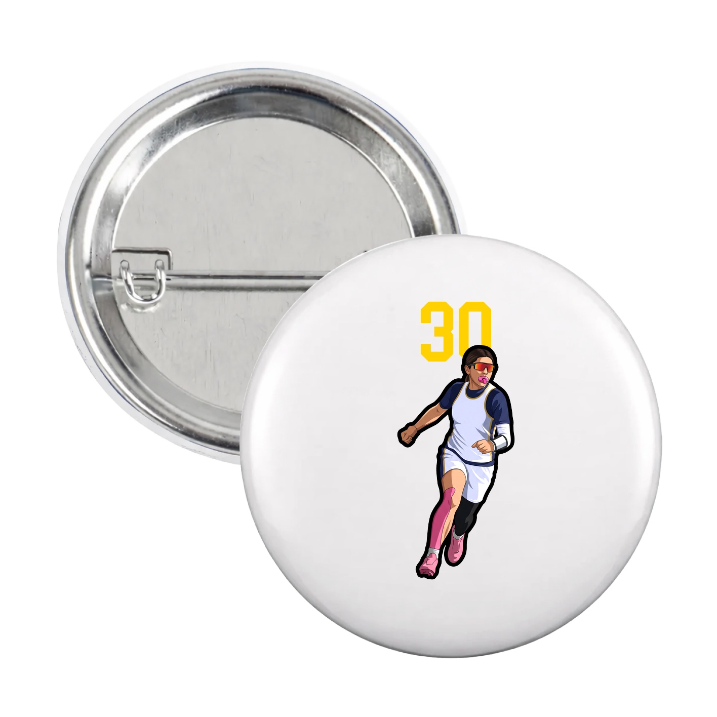 Game Day Button — Number Top in White