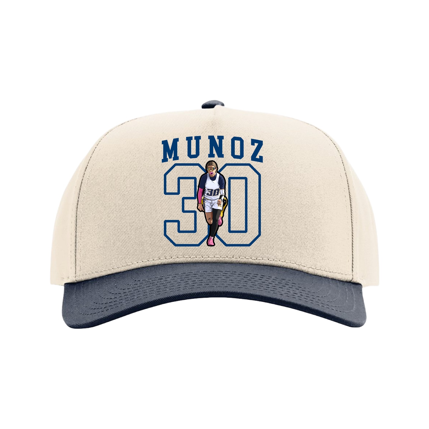 Full Fabric Five-Panel Champ Cap — Shirsey in Cream/Navy