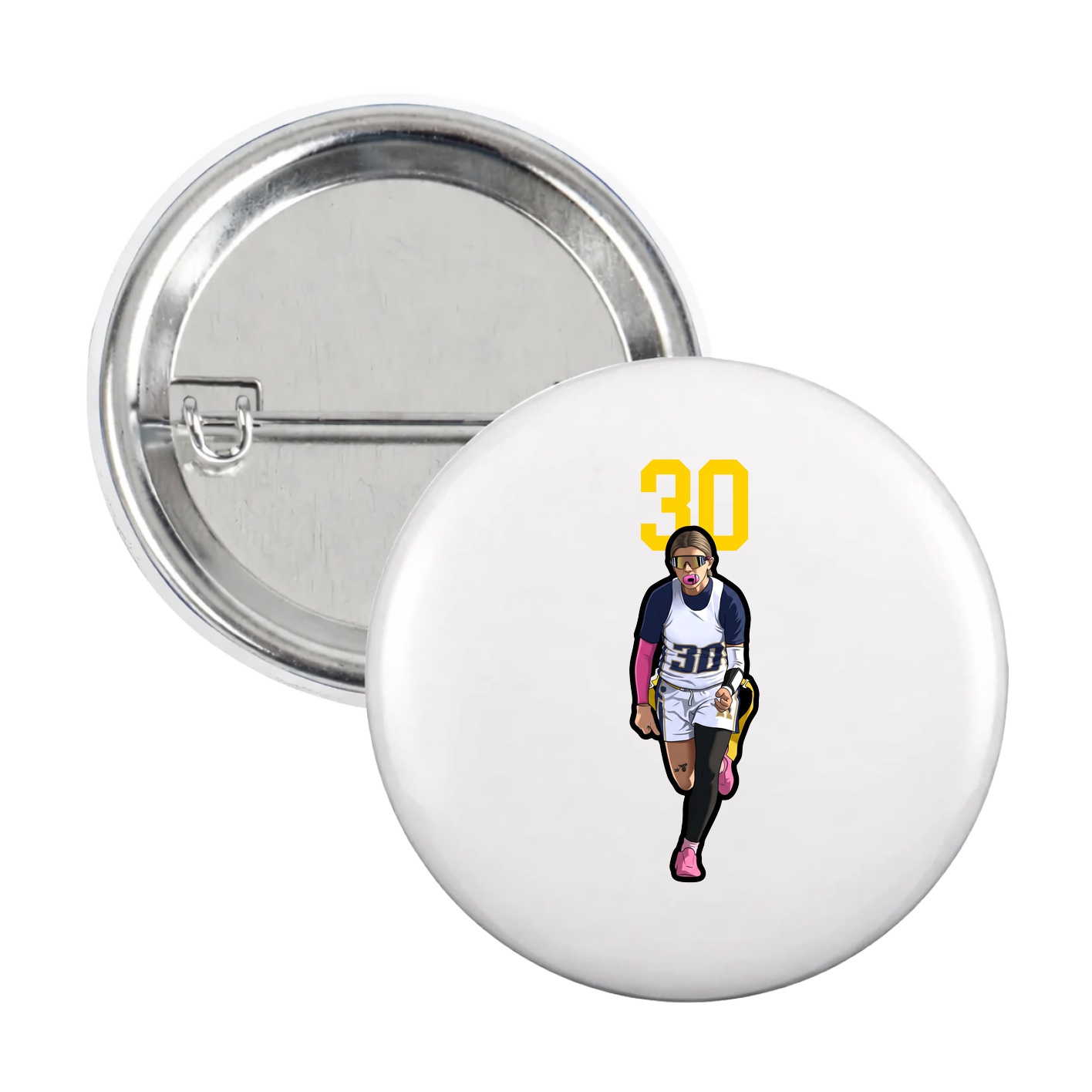 Game Day Button — Number Top in White