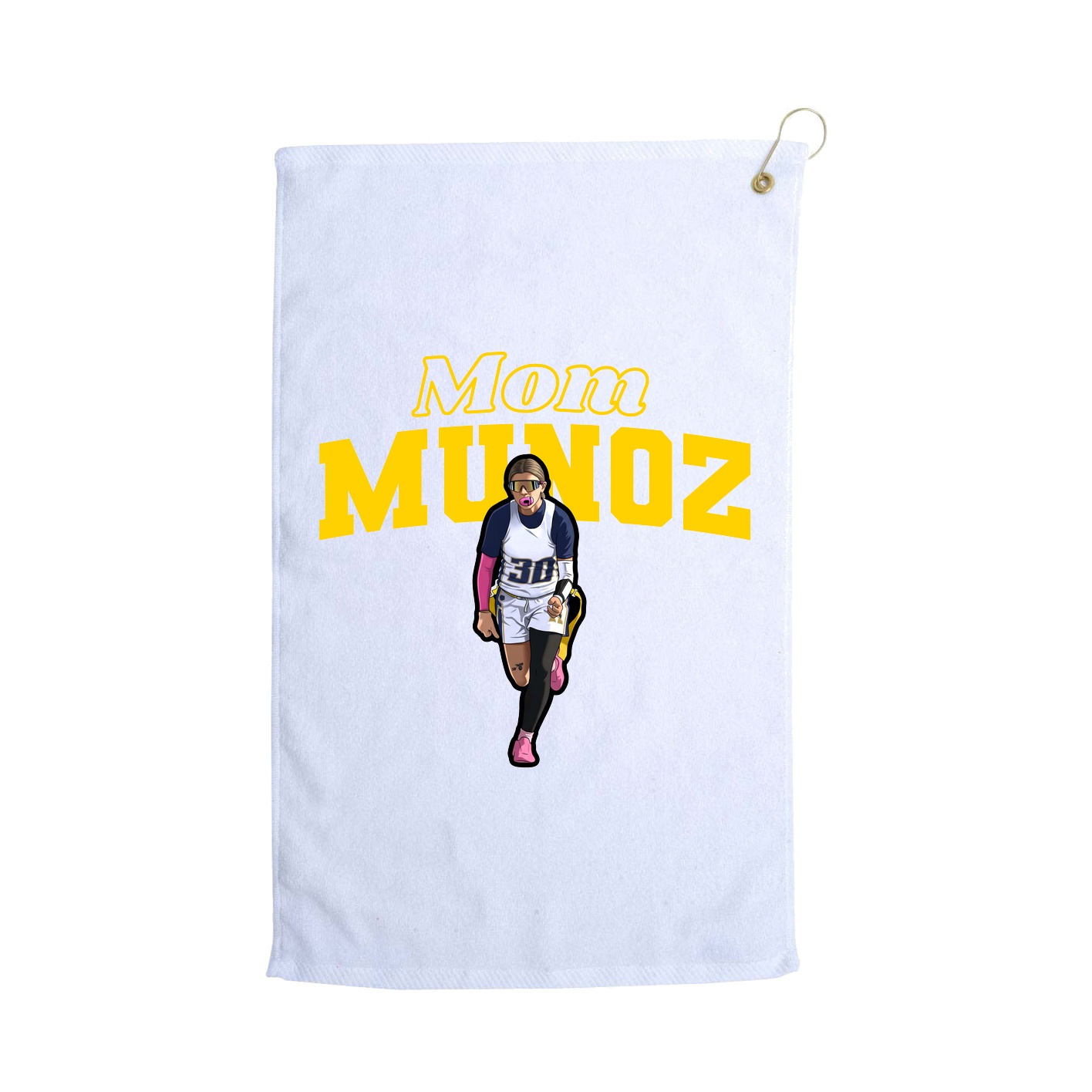 Golf Towel — Mothers Day Block in White