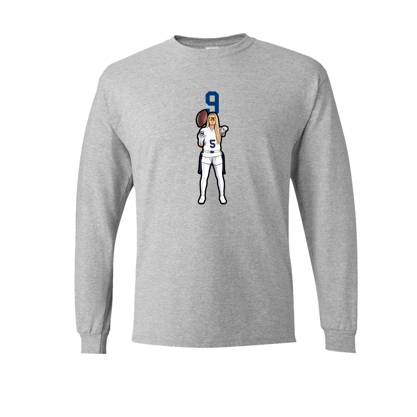 Long Sleeve Tee — Number Top in Grey