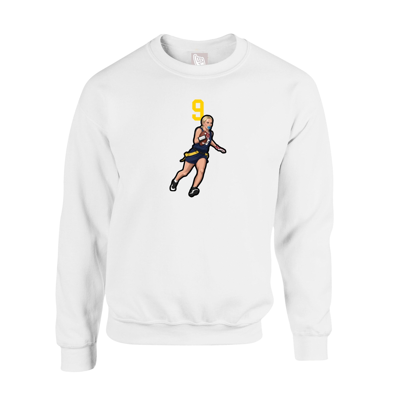 Fleece Crew — Number Top in White