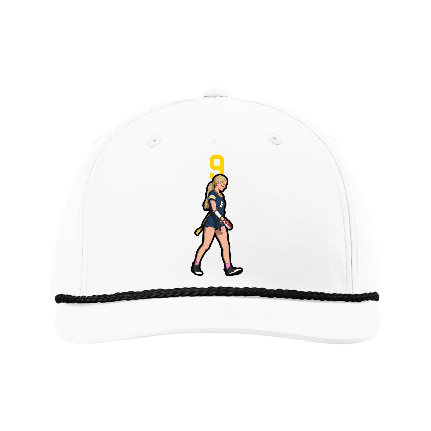 Five-Panel Classic Rope Cap — Number Top in White
