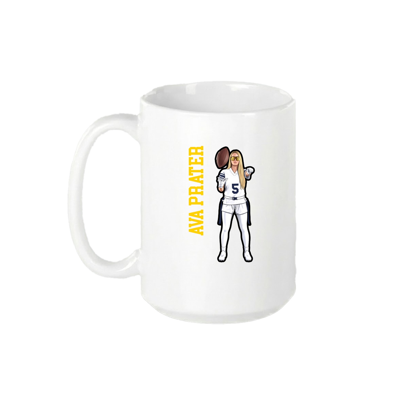 15oz Coffee Mug — Name Vertical in White