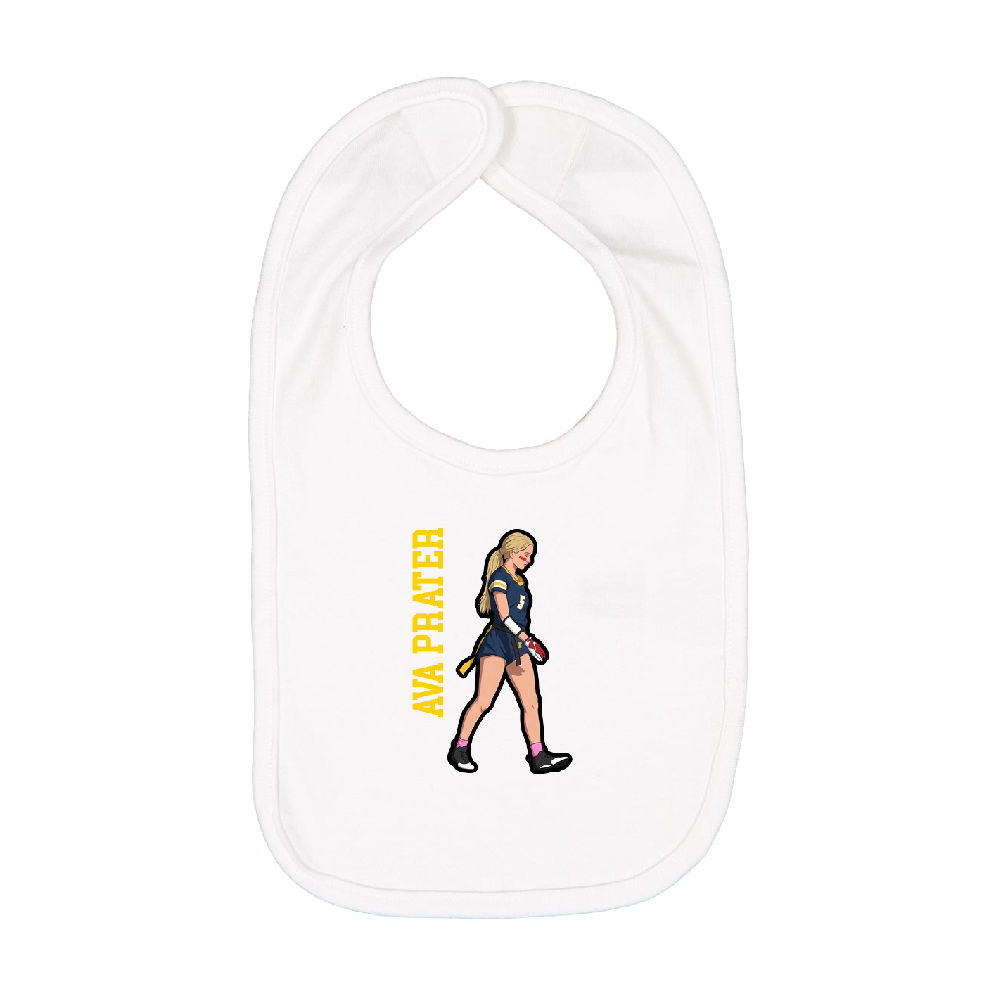 Infant Bib — Name Vertical in White