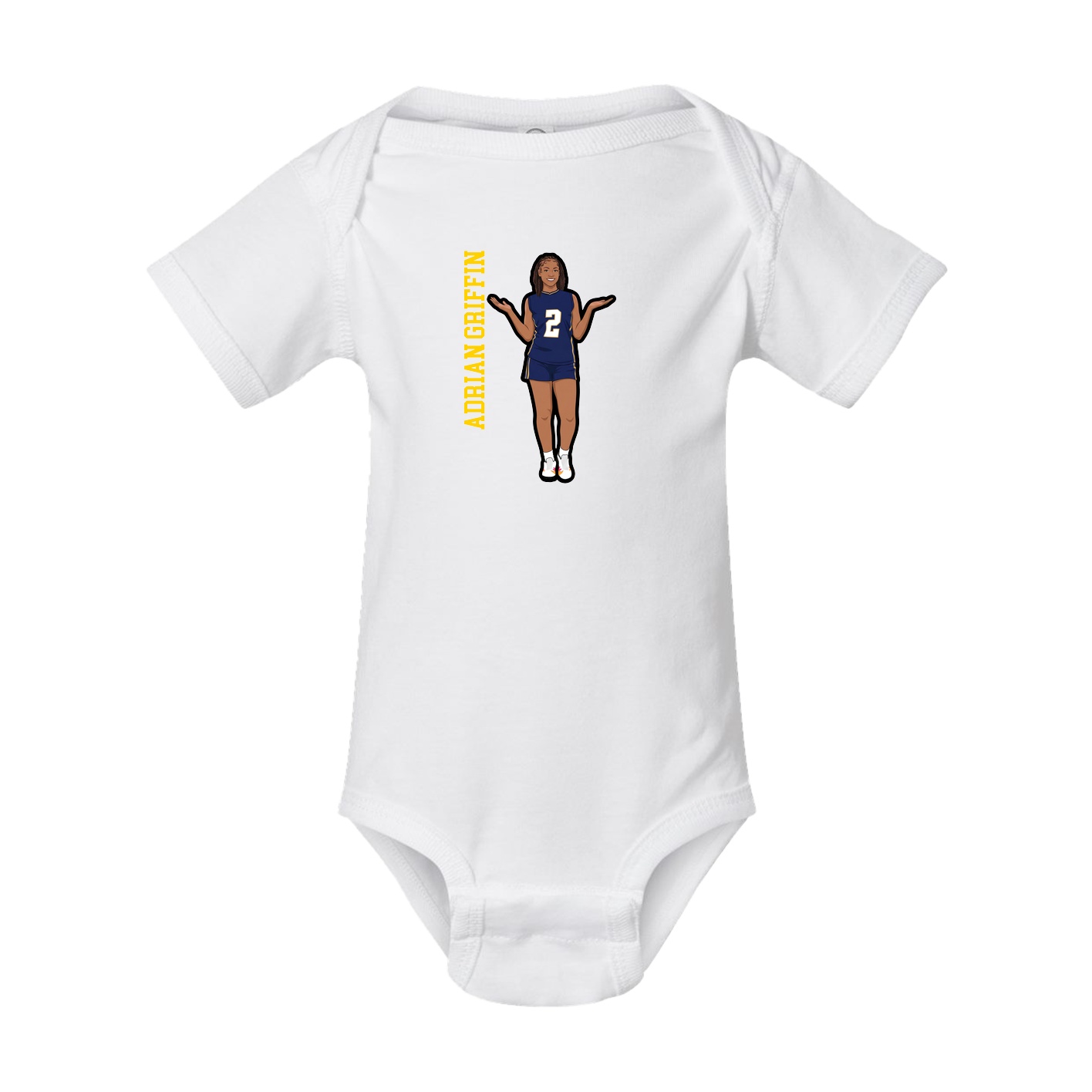 Baby Onesie — Name Vertical in White