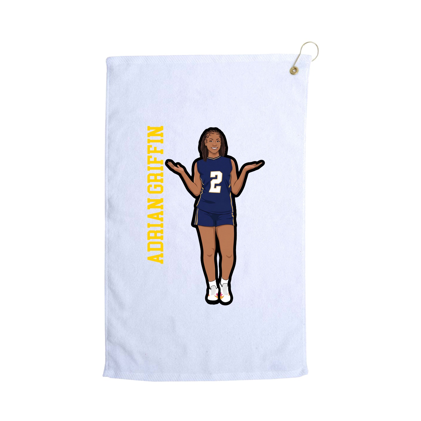 Golf Towel — Name Vertical in White