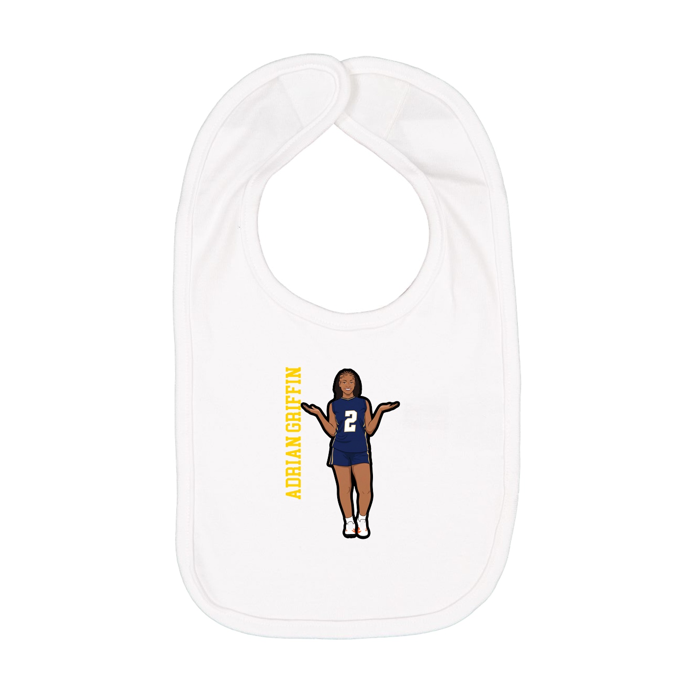 Infant Bib — Name Vertical in White