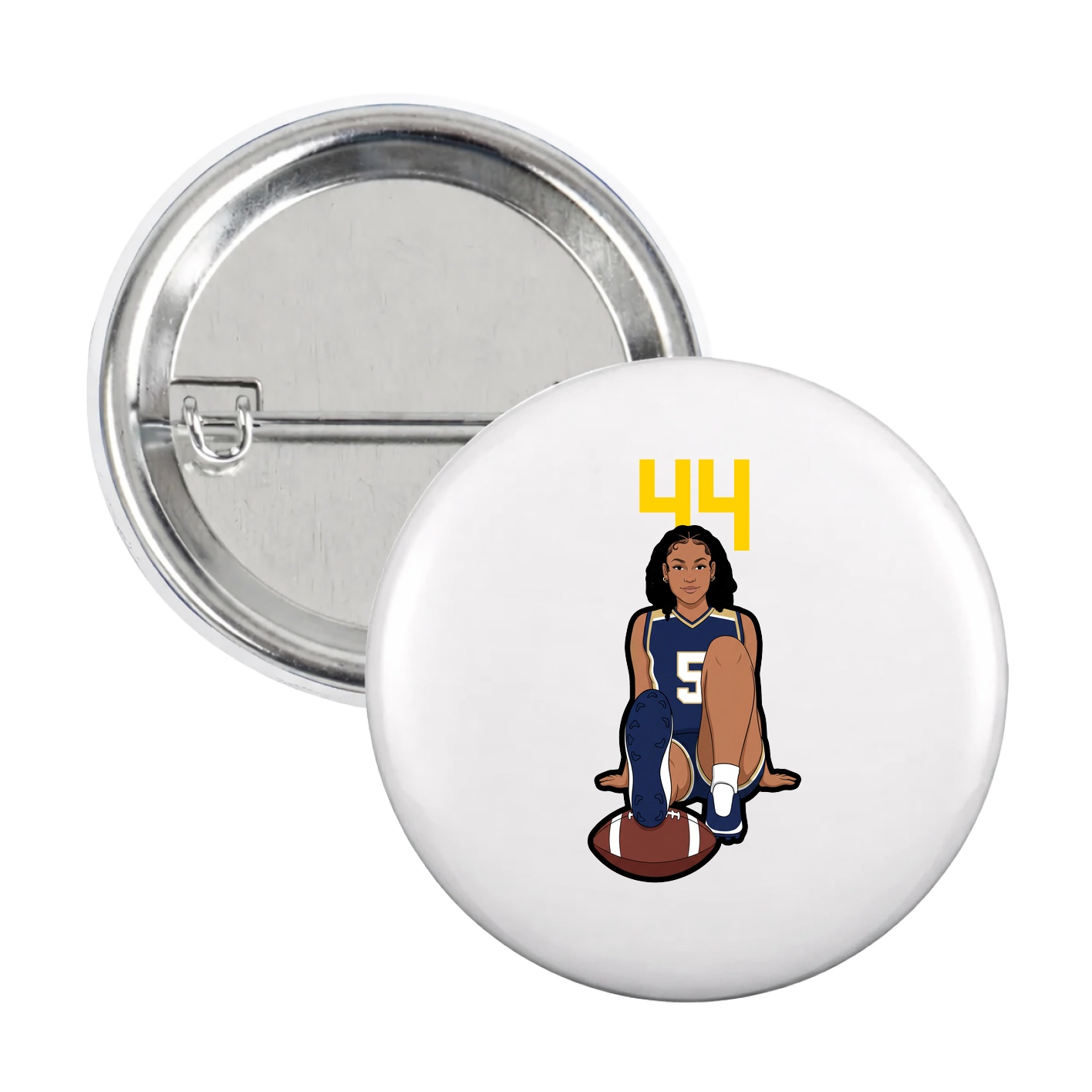 Game Day Button — Number Top in White
