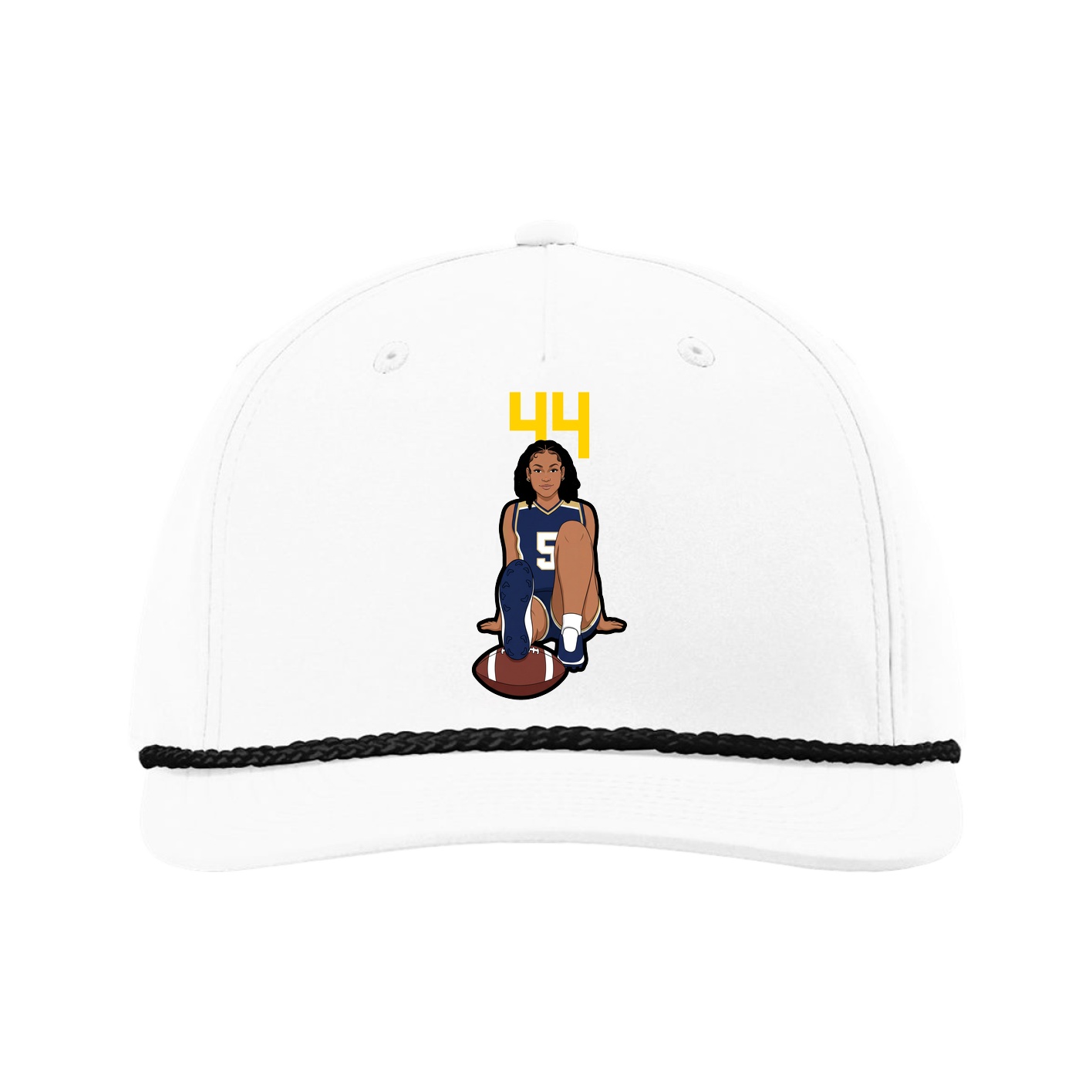 Five-Panel Classic Rope Cap — Number Top in White