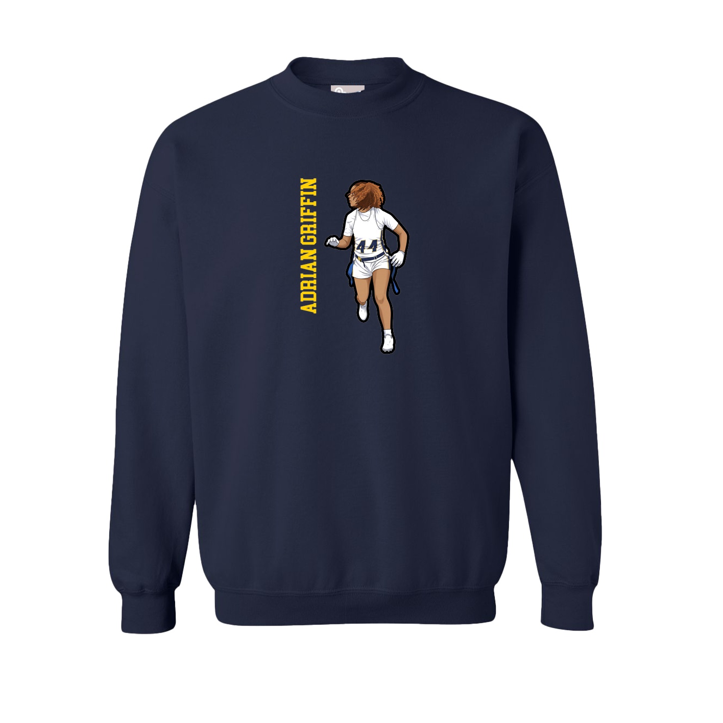 Fleece Crew — Name Vertical in Navy