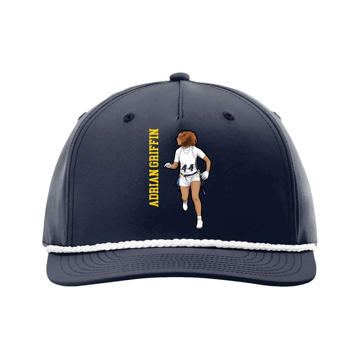 Five-Panel Classic Rope Cap — Name Vertical in Navy