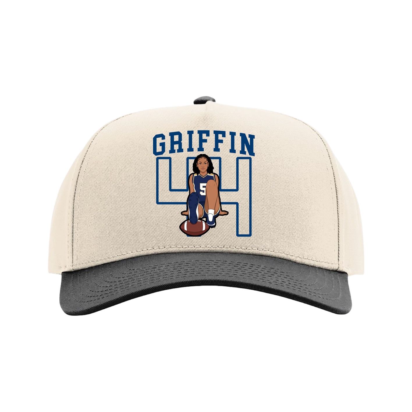 Full Fabric Five-Panel Champ Cap — Shirsey in Cream/Black