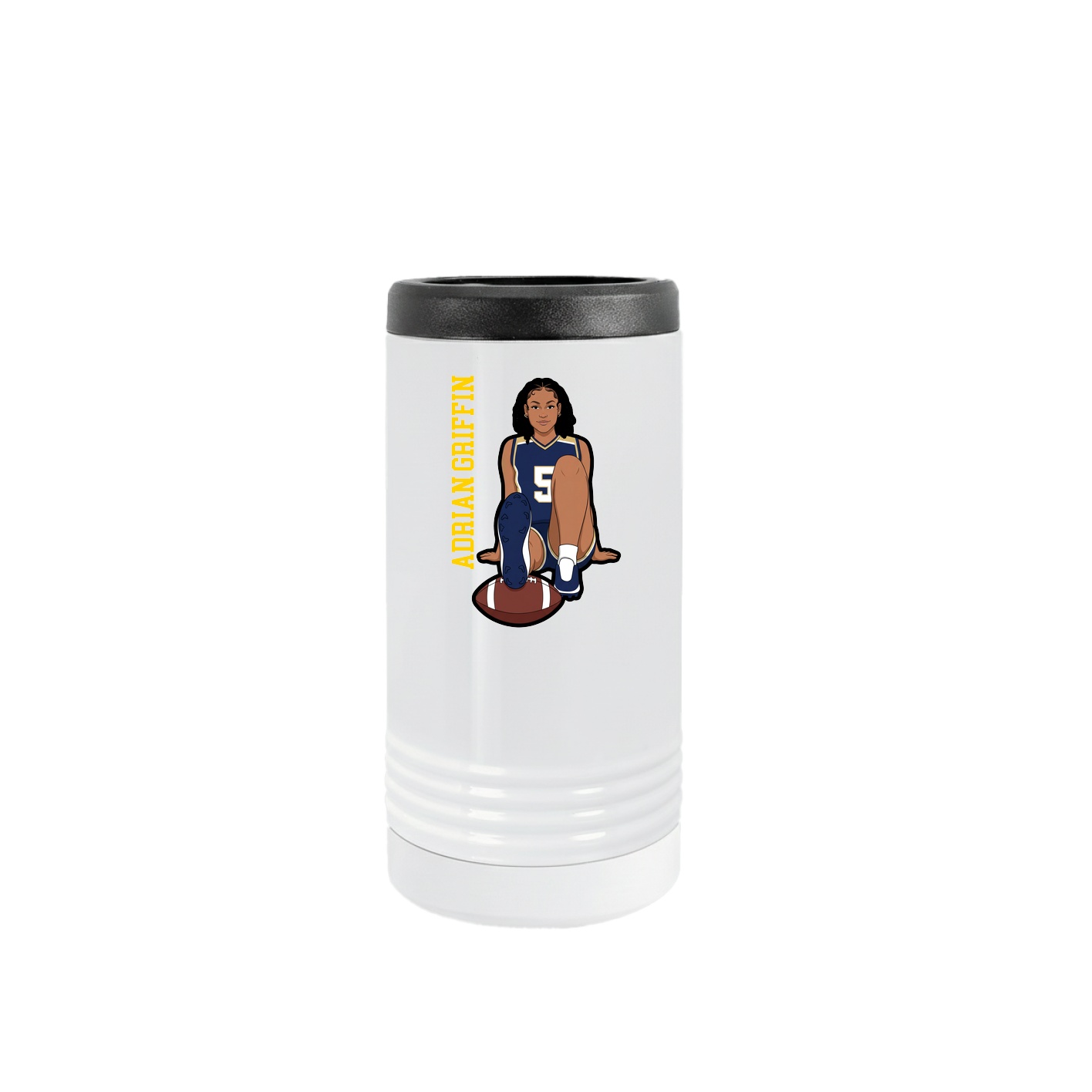 Slim Beverage Holder — Name Vertical in White