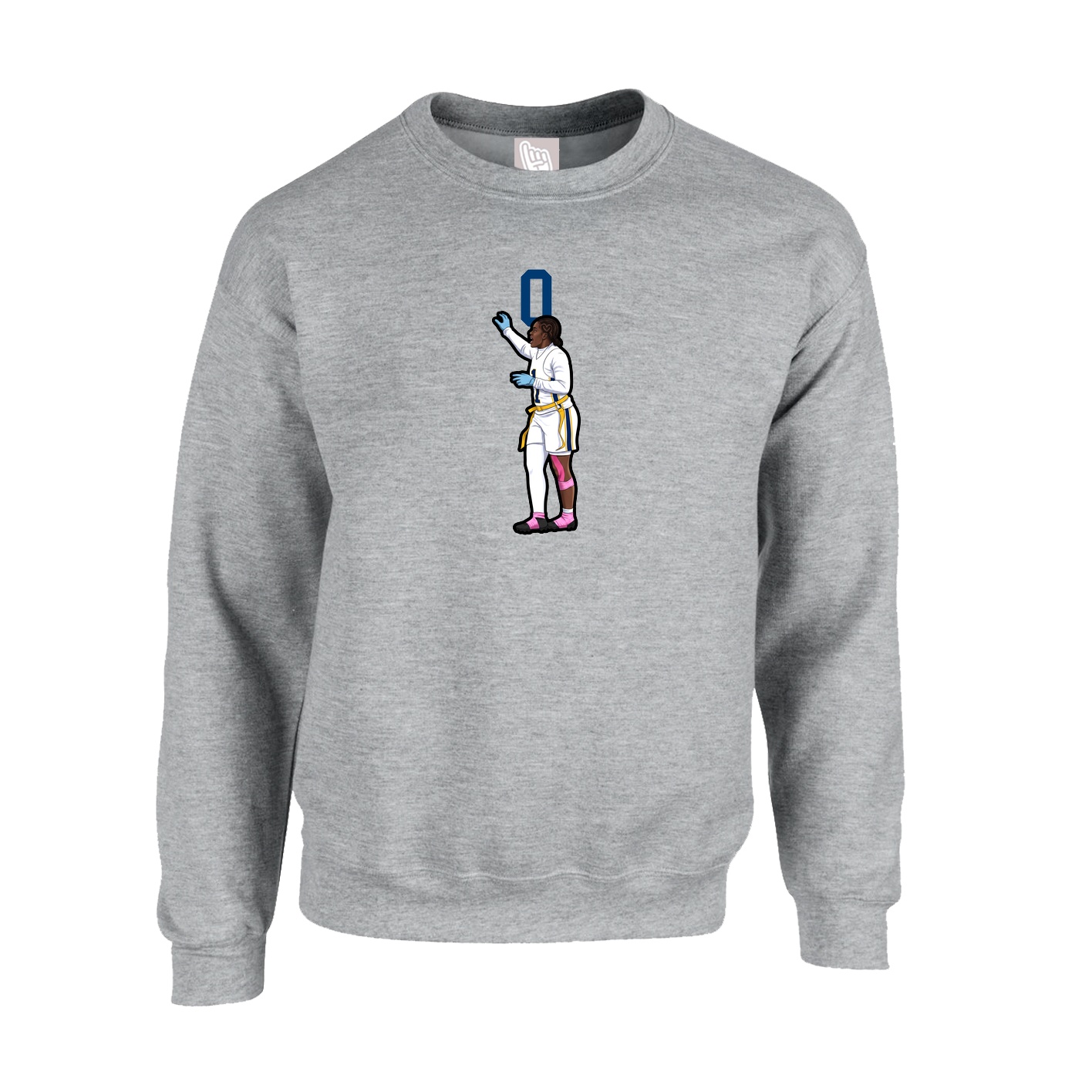 Fleece Crew — Number Top in Grey