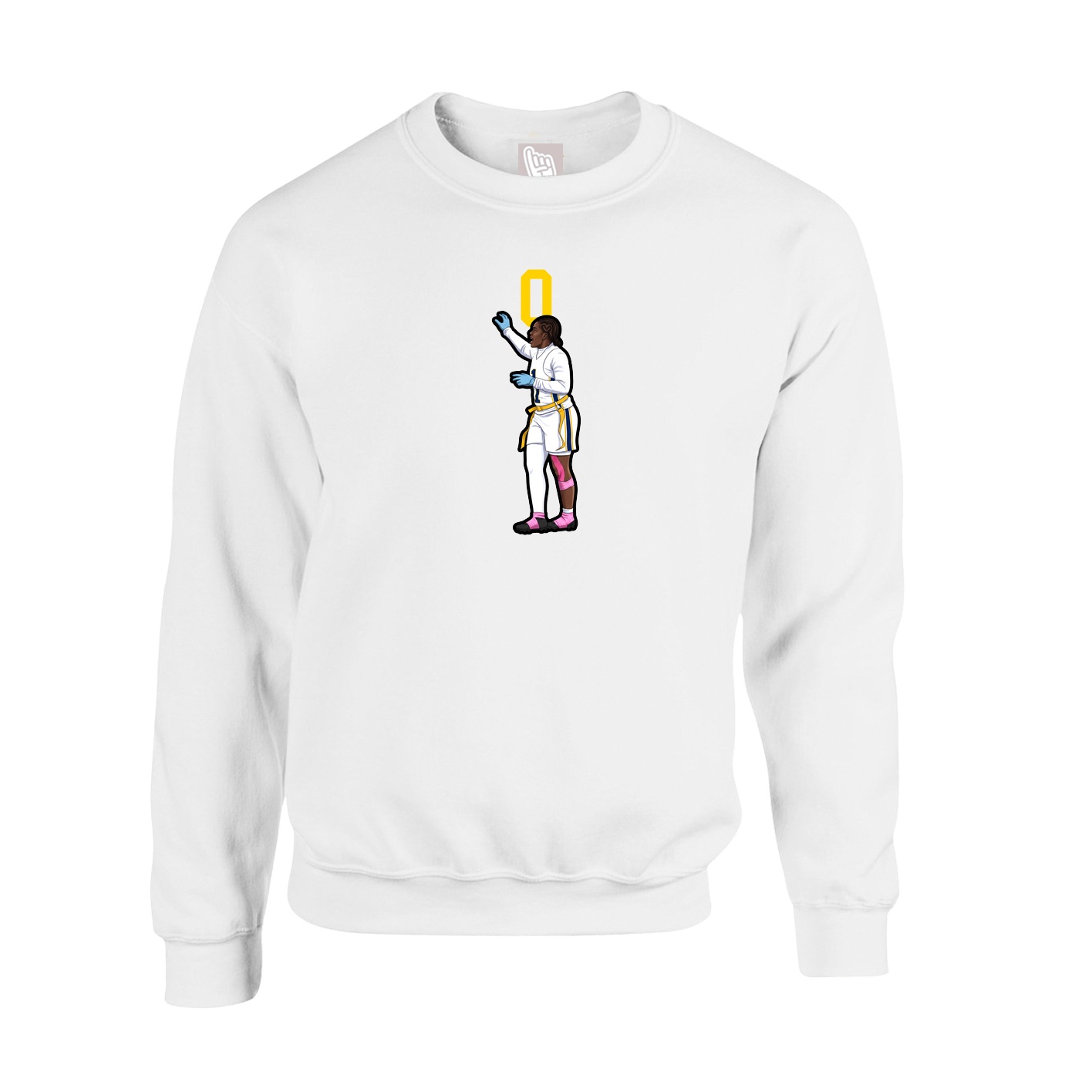 Fleece Crew — Number Top in White