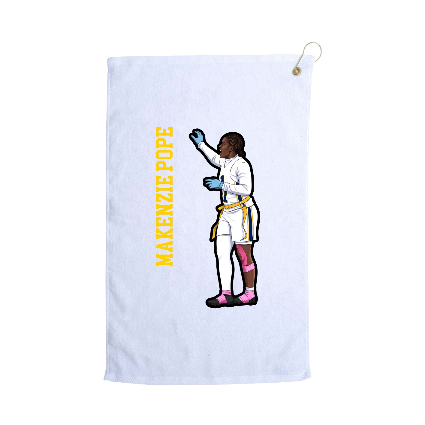 Golf Towel — Name Vertical in White