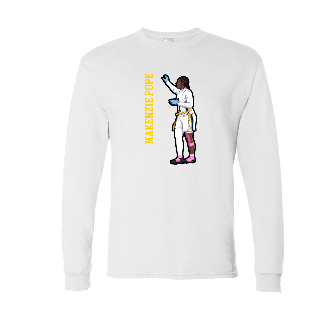 Long Sleeve Tee — Name Vertical in White
