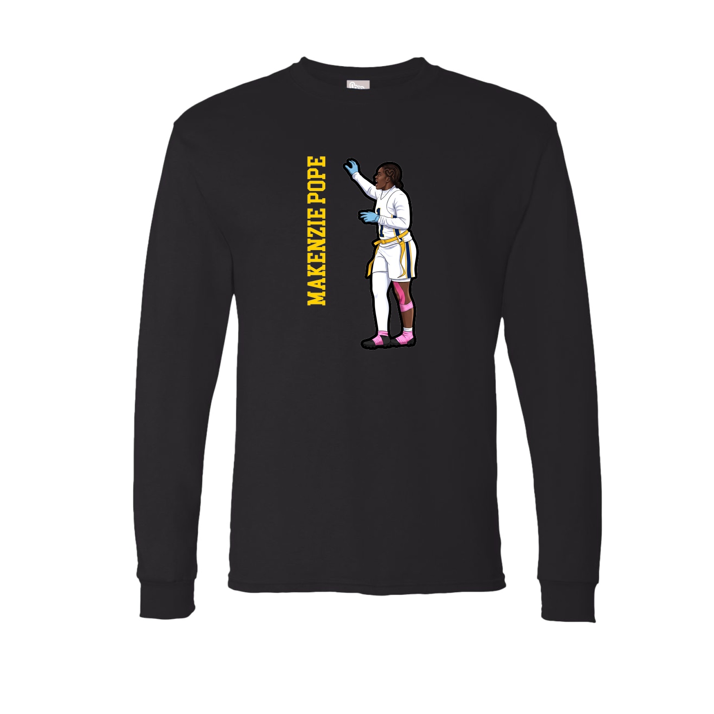 Long Sleeve Tee — Name Vertical in Black