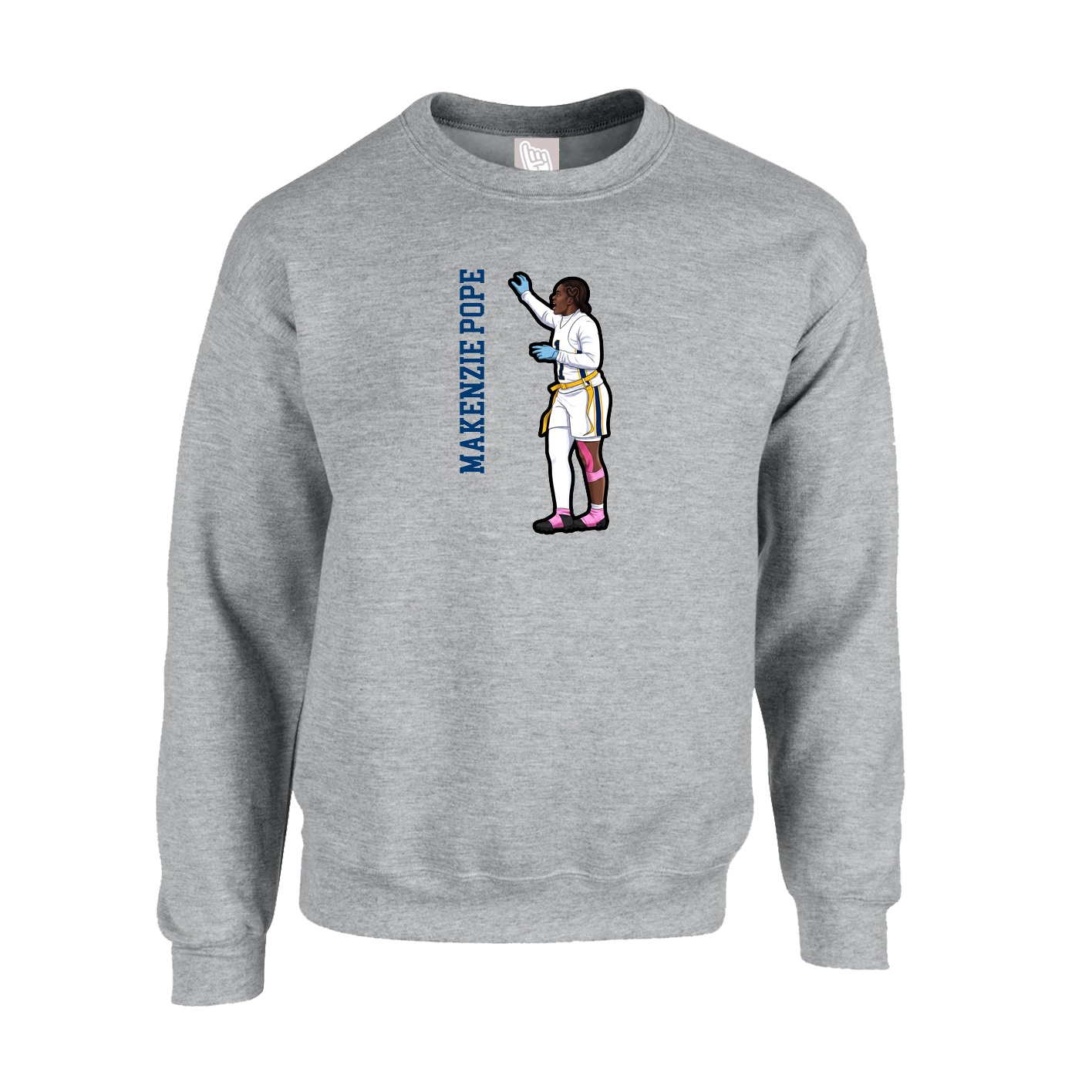 Fleece Crew — Name Vertical in Grey