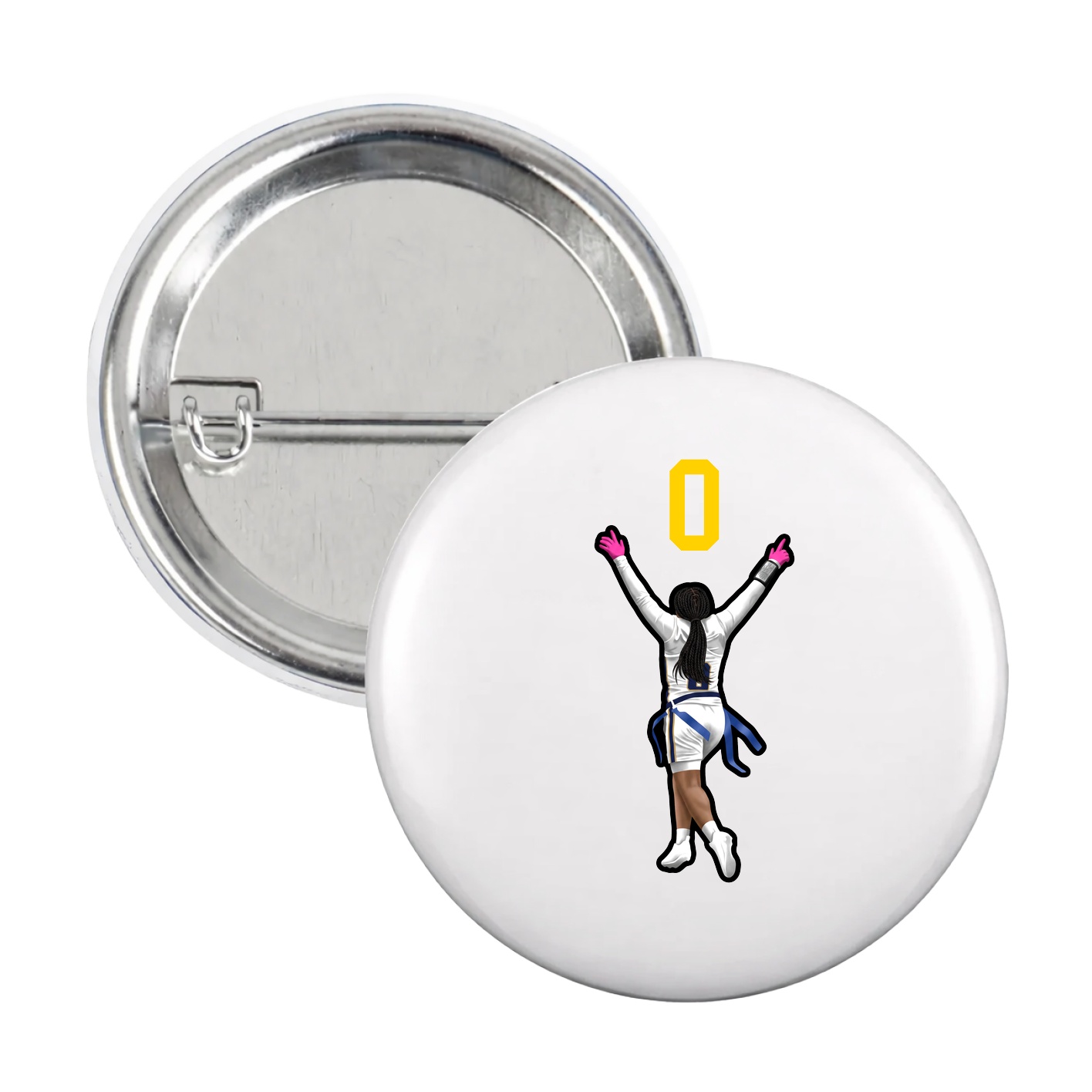 Game Day Button — Number Top in White