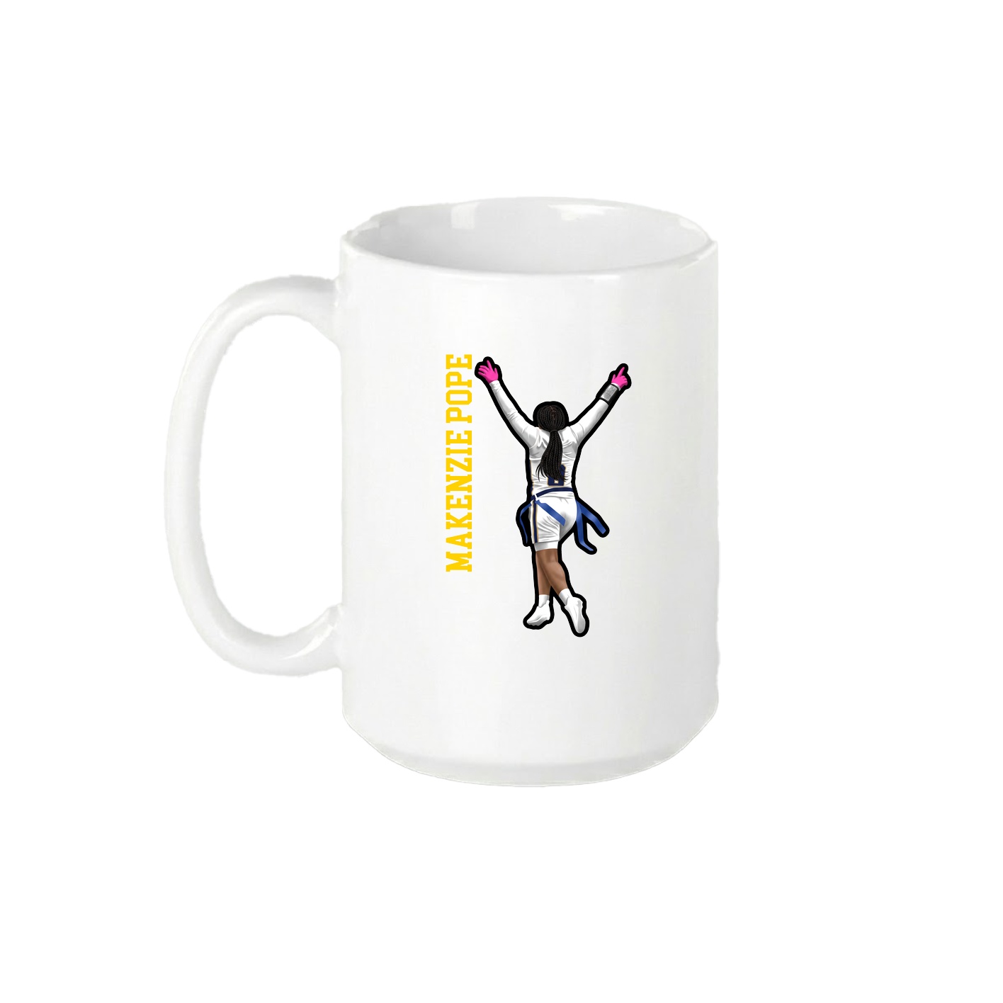 15oz Coffee Mug — Name Vertical in White