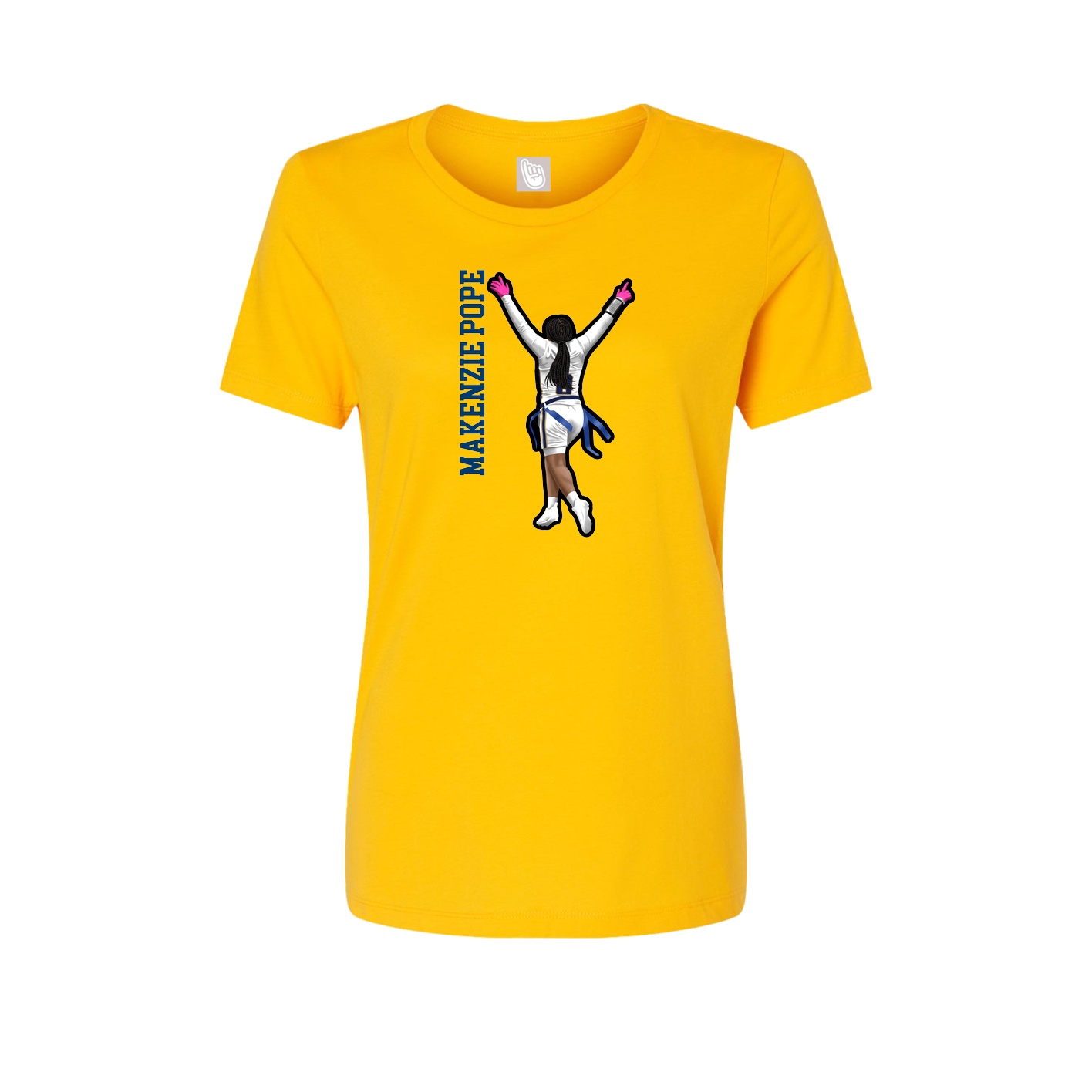 Fitted Women's Tee — Name Vertical in Gold