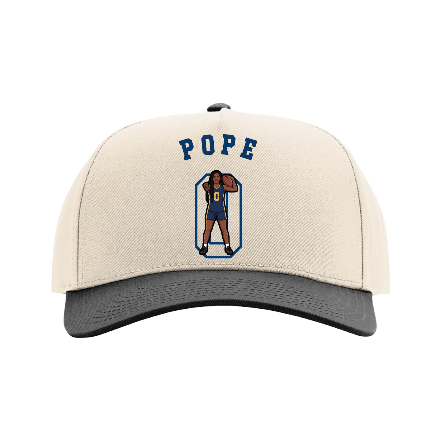 Full Fabric Five-Panel Champ Cap — Shirsey Arch in Cream/Black