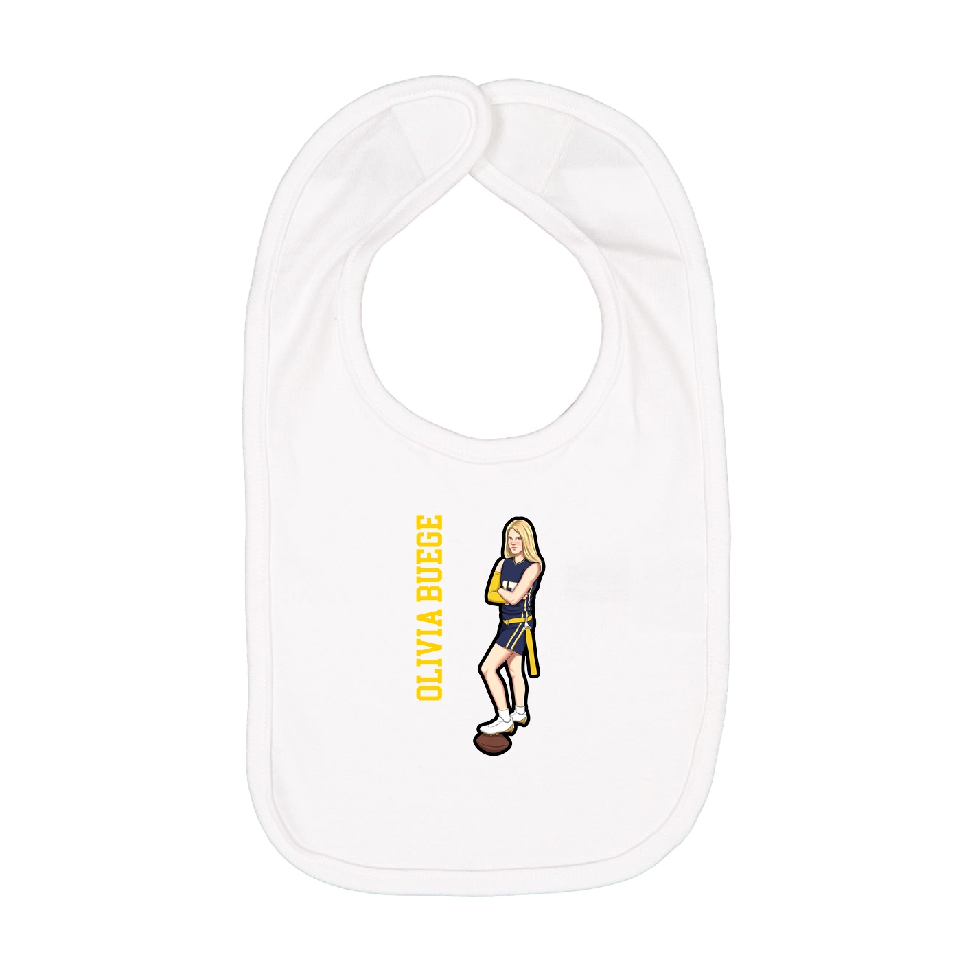 Infant Bib — Name Vertical in White