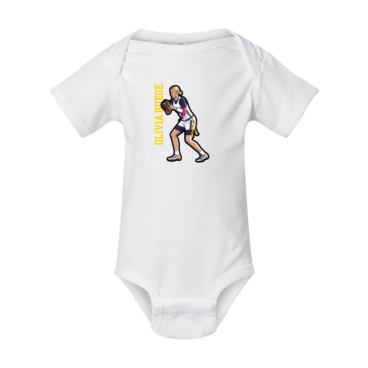 Baby Onesie — Name Vertical in White