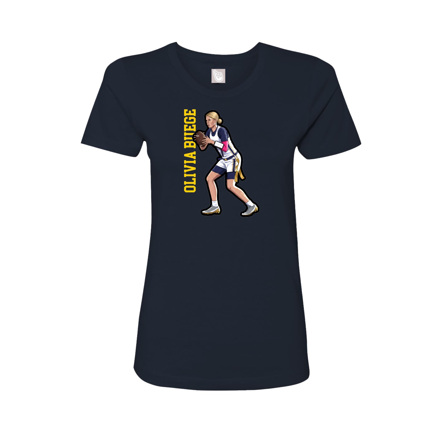 Womens Tee — Name Vertical in Navy