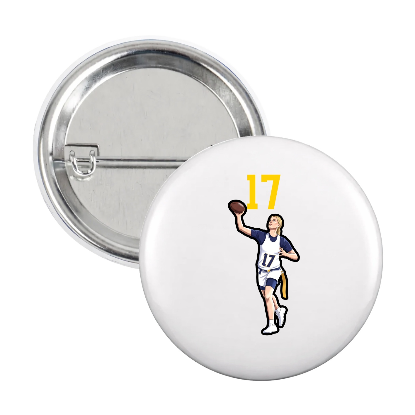 Game Day Button — Number Top in White