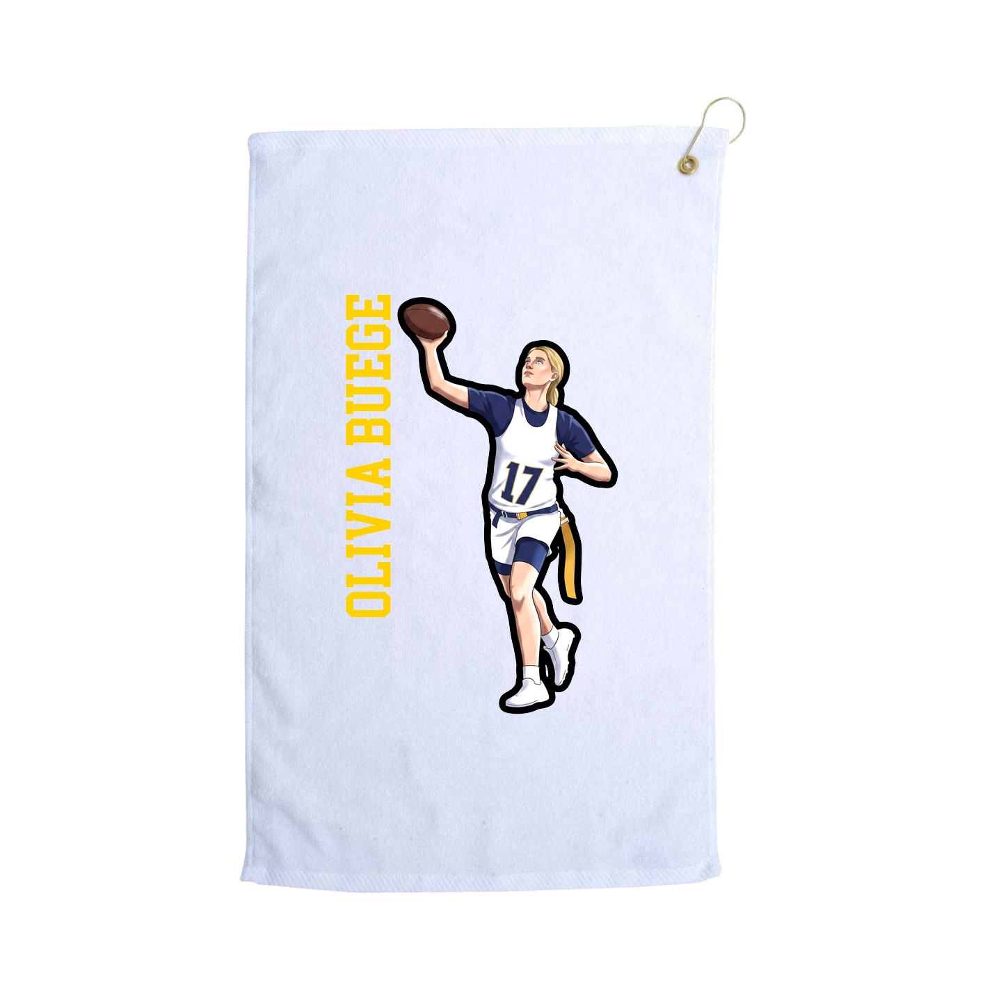 Golf Towel — Name Vertical in White