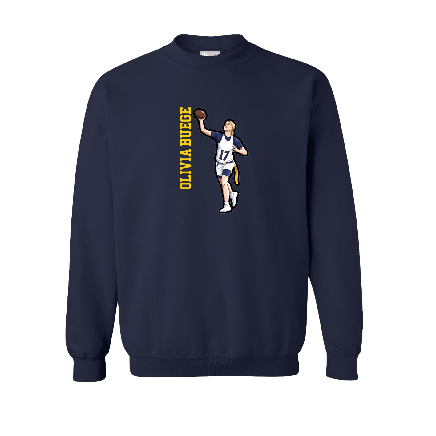 Fleece Crew — Name Vertical in Navy