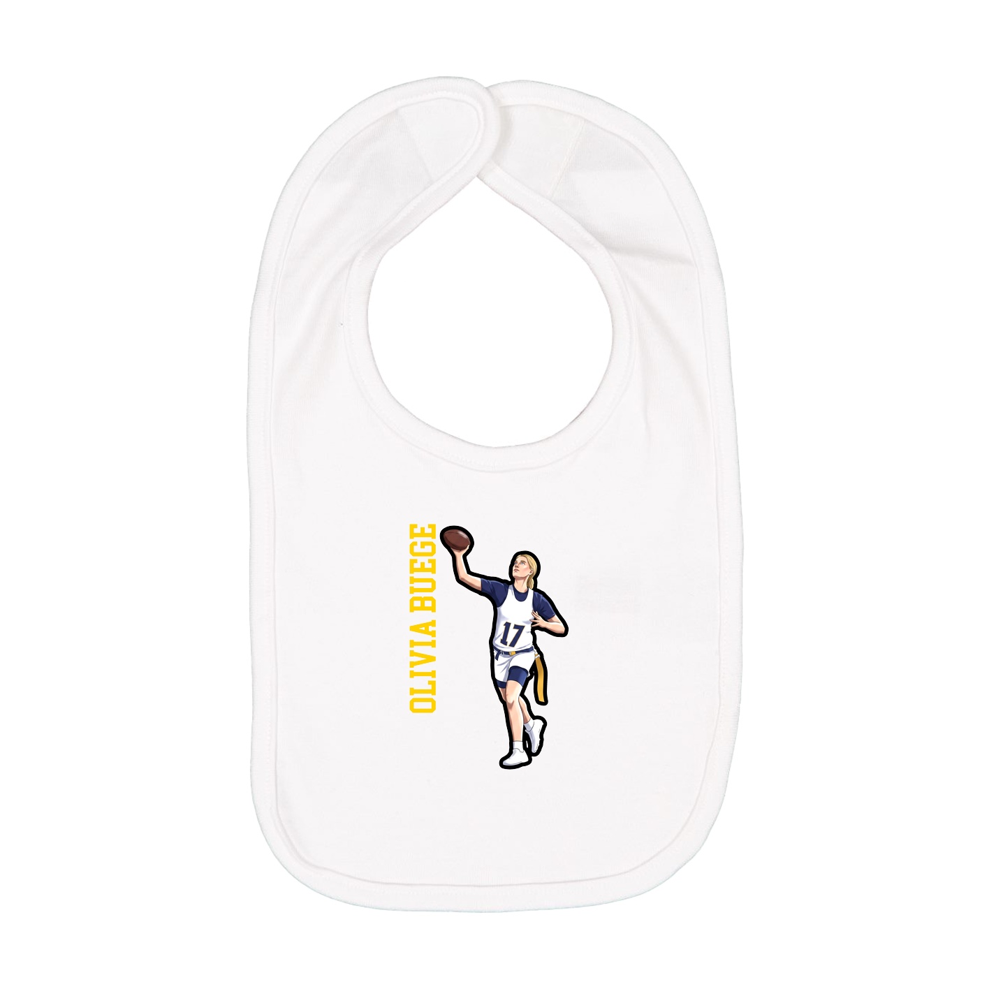 Infant Bib — Name Vertical in White