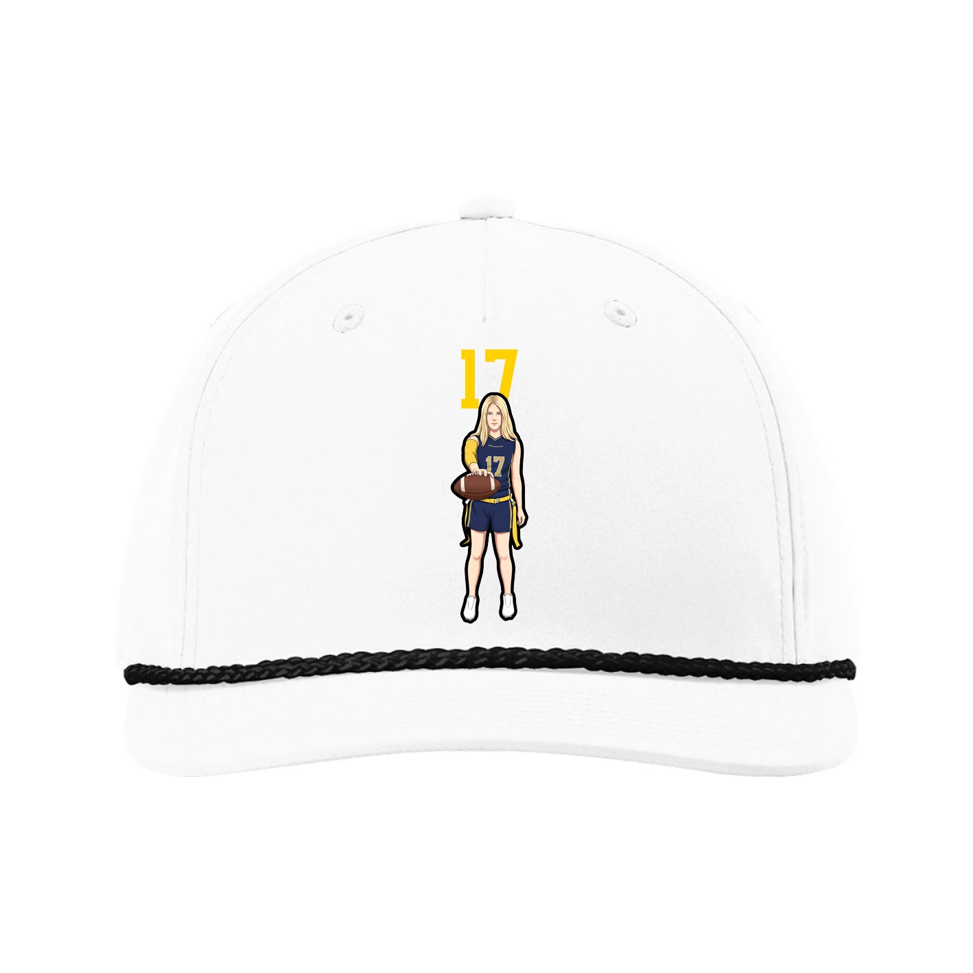 Five-Panel Classic Rope Cap — Number Top in White