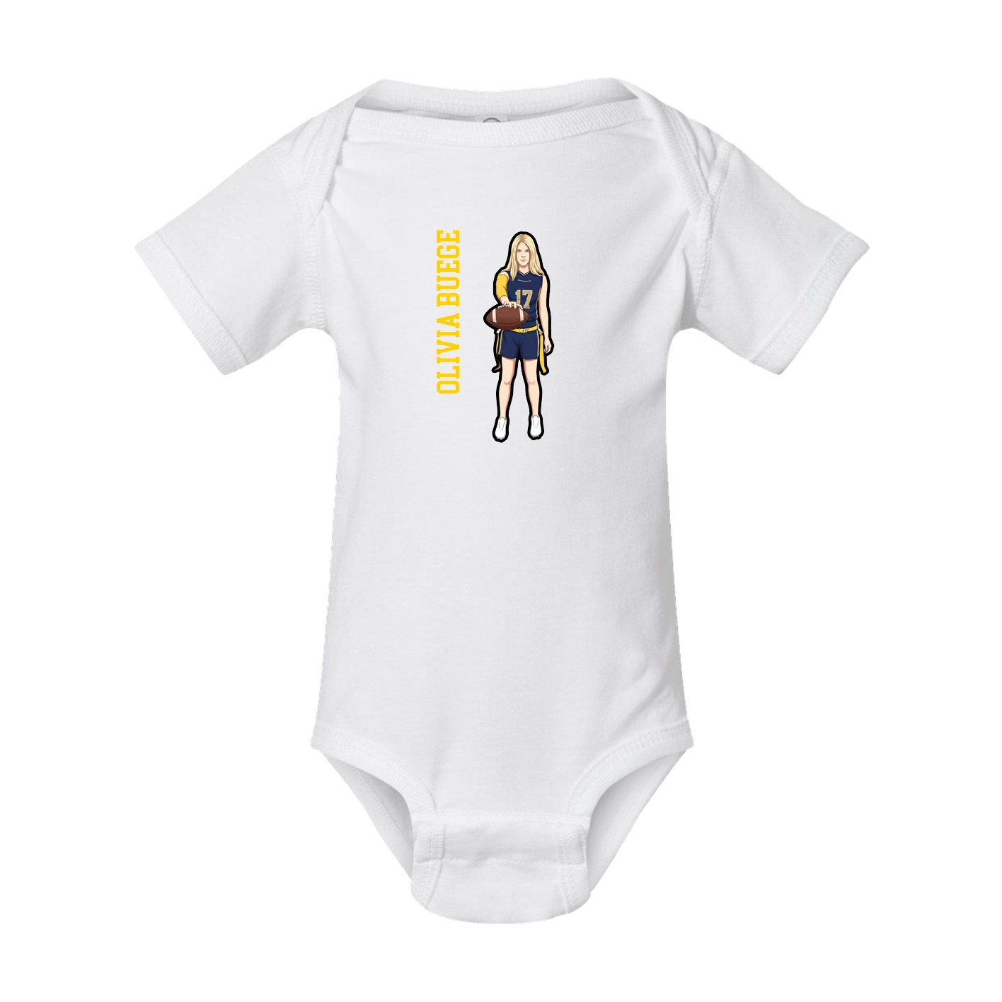 Baby Onesie — Name Vertical in White