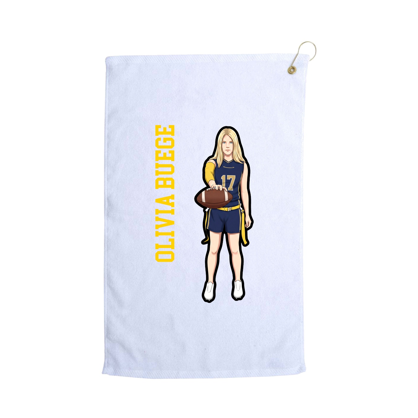 Golf Towel — Name Vertical in White
