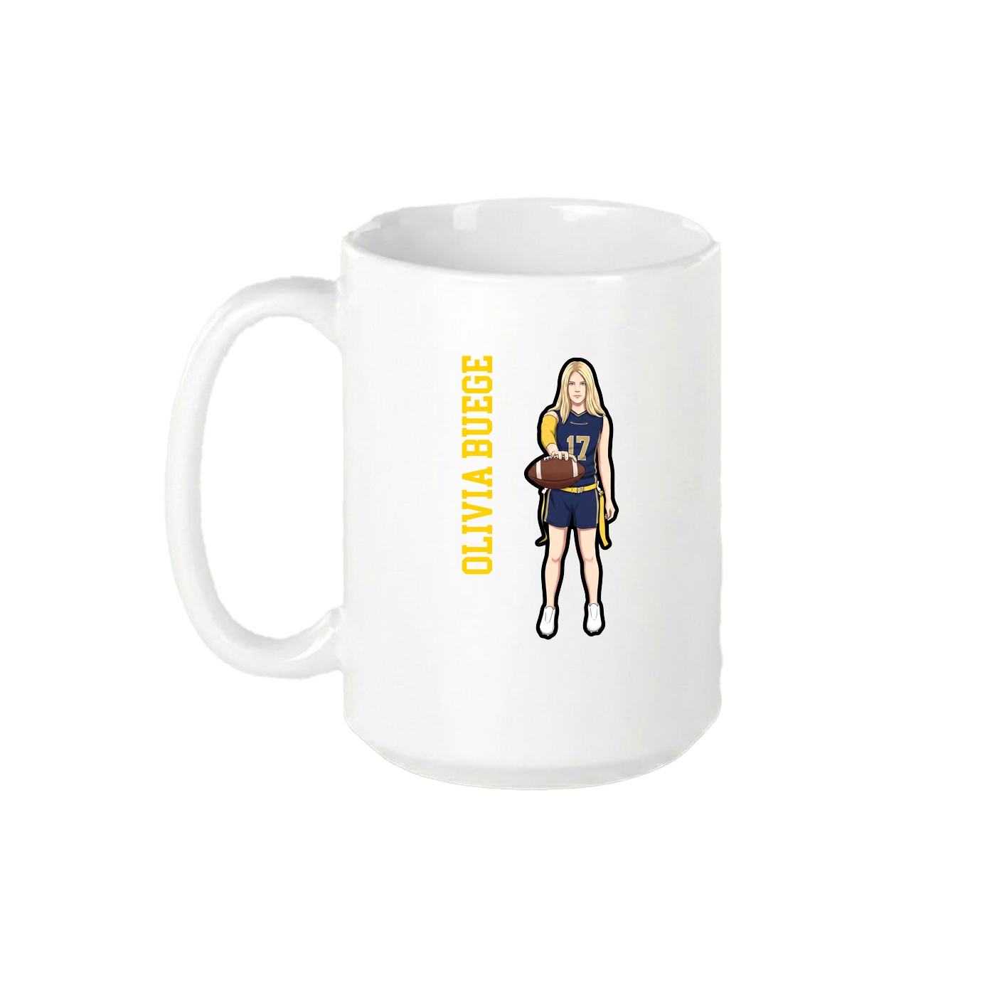 15oz Coffee Mug — Name Vertical in White
