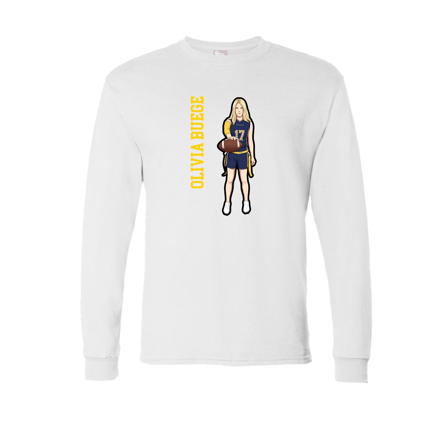 Long Sleeve Tee — Name Vertical in White