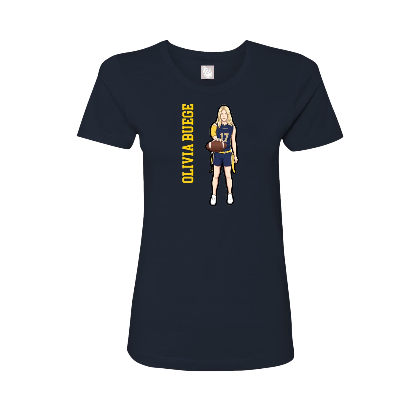 Womens Tee — Name Vertical in Navy