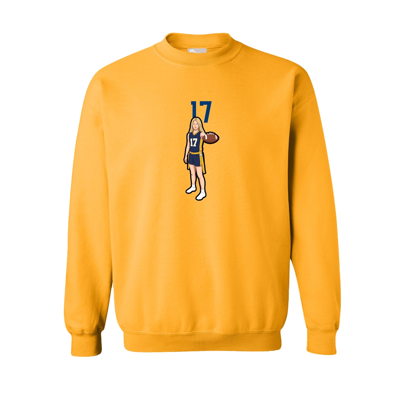 Fleece Crew — Number Top in Gold