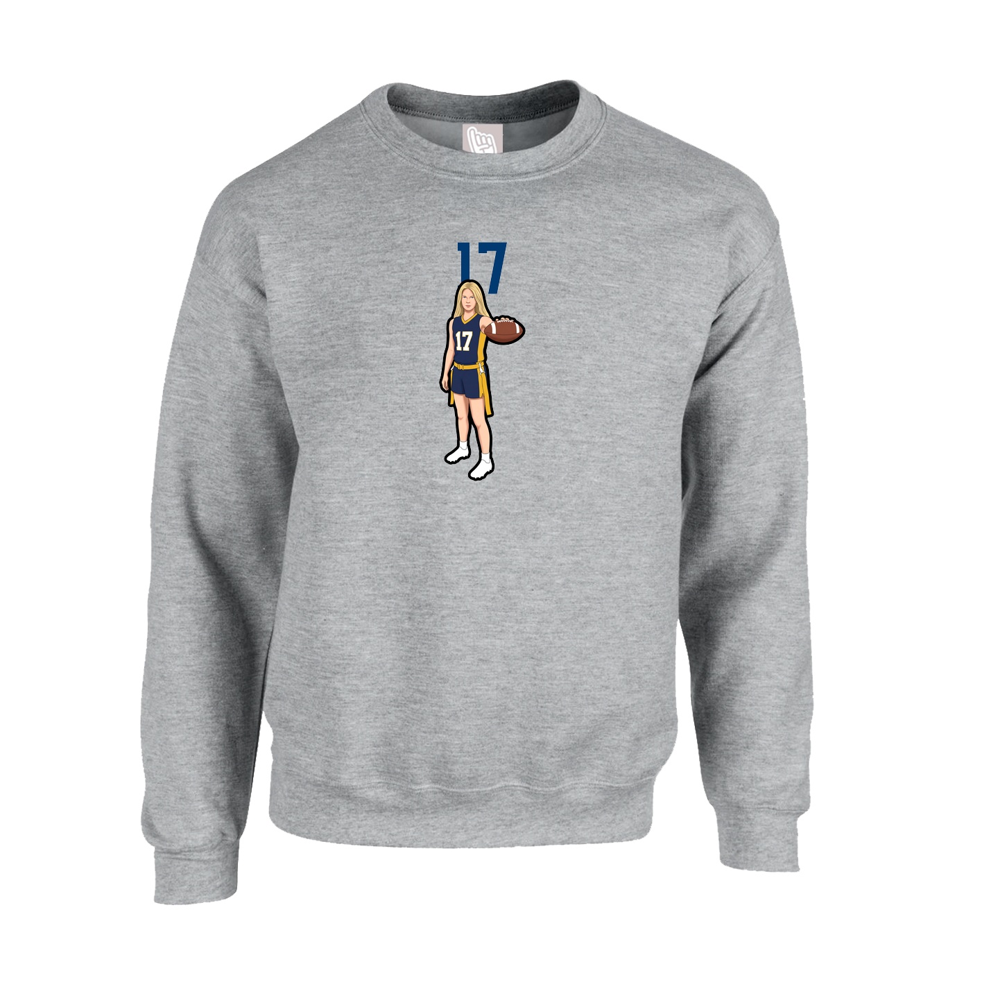 Fleece Crew — Number Top in Grey