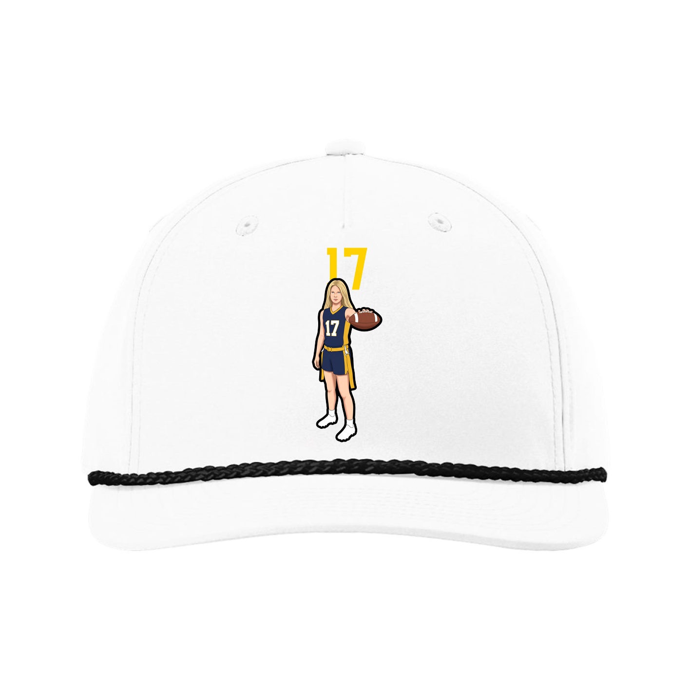 Five-Panel Classic Rope Cap — Number Top in White