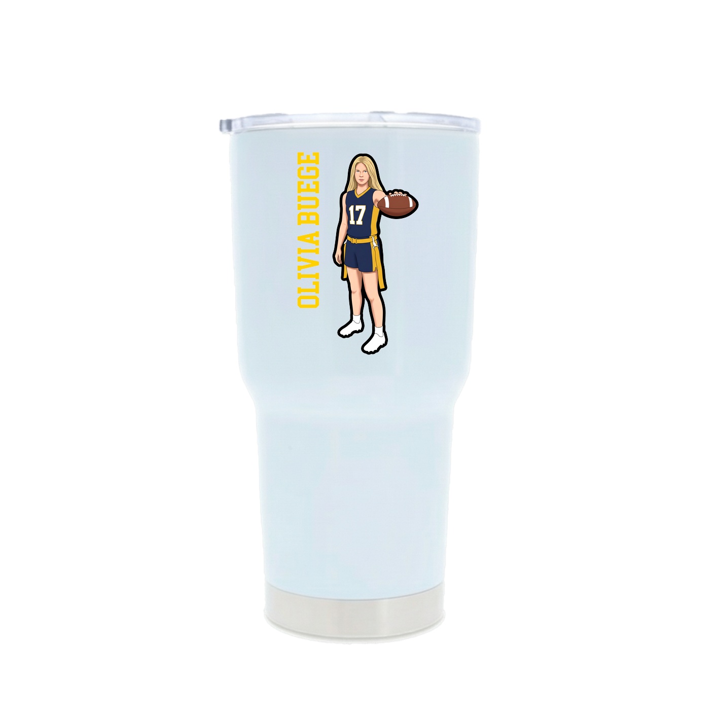 30oz Stainless Steel Tumbler — Name Vertical in White