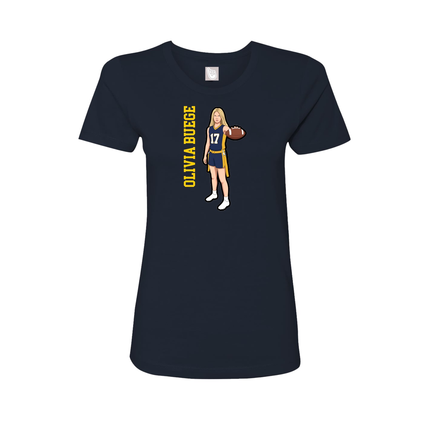 Womens Tee — Name Vertical in Navy